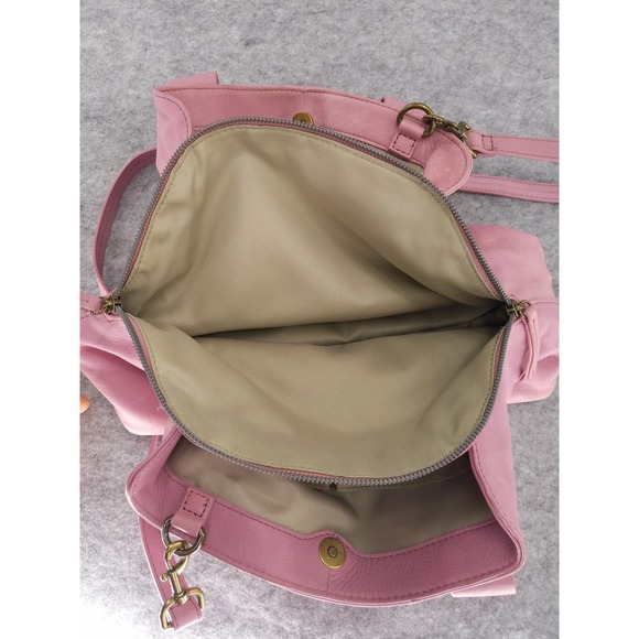 American Leather Co Purse Satchel Womens Pink Leather Crossbody Bag - Picture 4 of 8